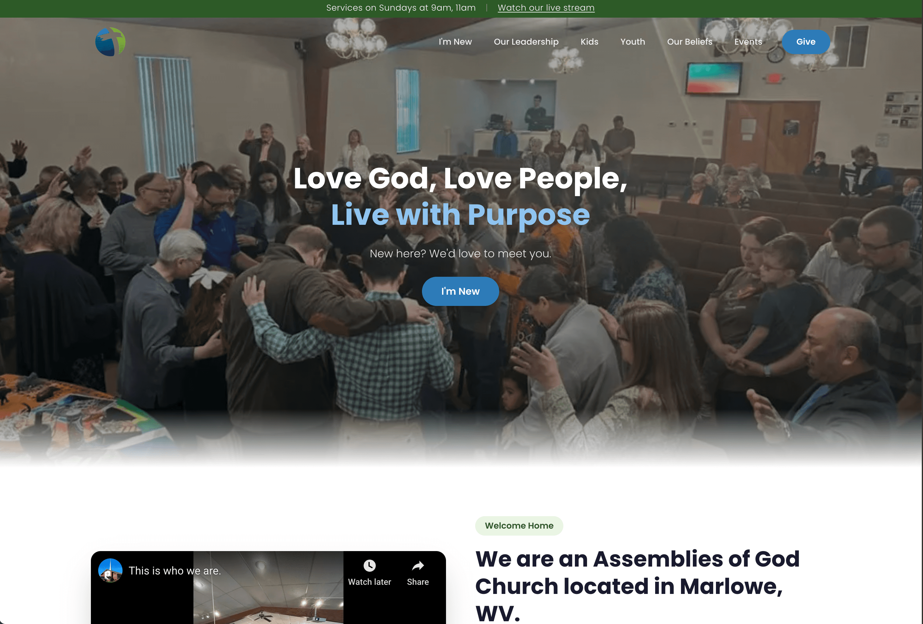 Marlowe Assembly of God website screenshot